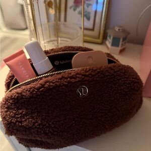lululemon athletica Cozy Brown Sherpa Cosmetic Case